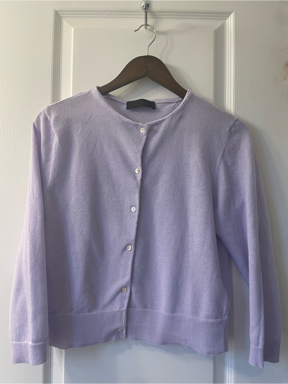 Zara Lavender Button-Up Crewneck Cardigan